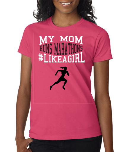 My Mom Runs Marathons Ladies Short Sleeve Heliconia shirt